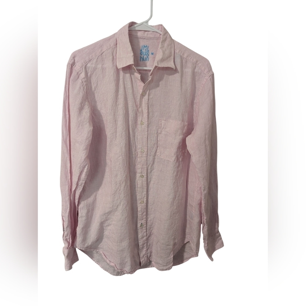 J. McLaughlin,Fine Line Gramercy ,Light Pink Casual Button-Down Shirt,Size M